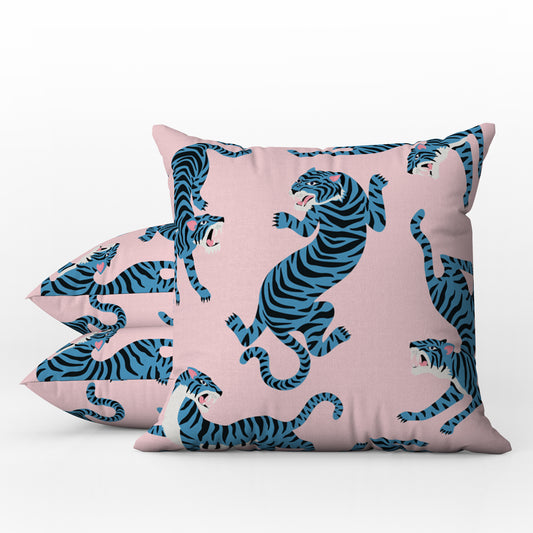 Wild Tiger Outdoor Pillows Pink Jungle