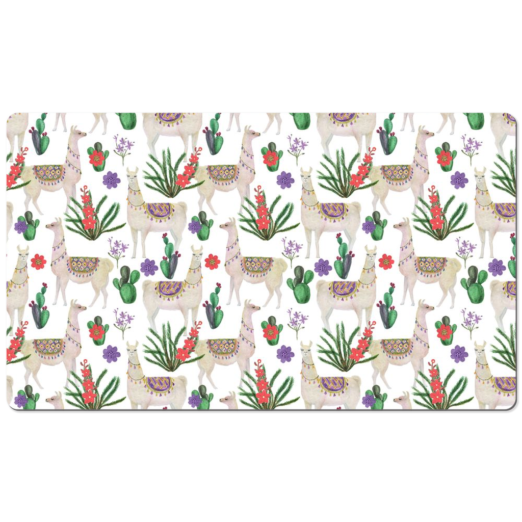 Llamas Cacti Desk Mat Cute Pattern