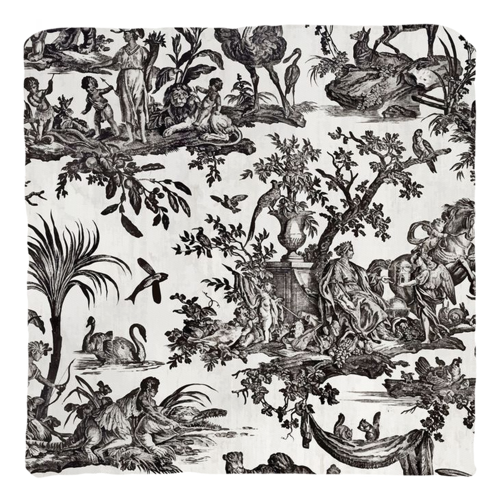 Toile de Jouy Cotton Pillows Antique Black