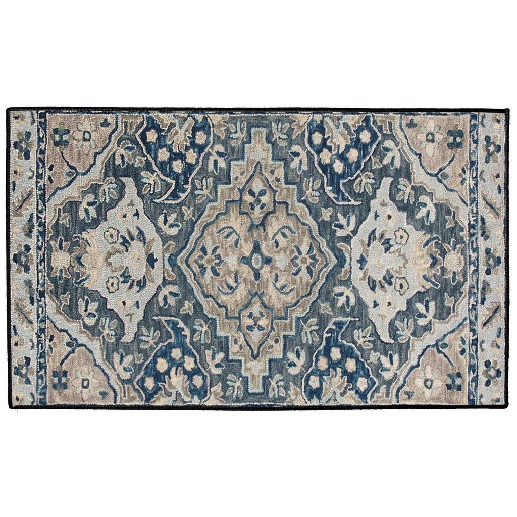 Bukhara Persian Indoor/Outdoor Floor Mat Black Blue Greige