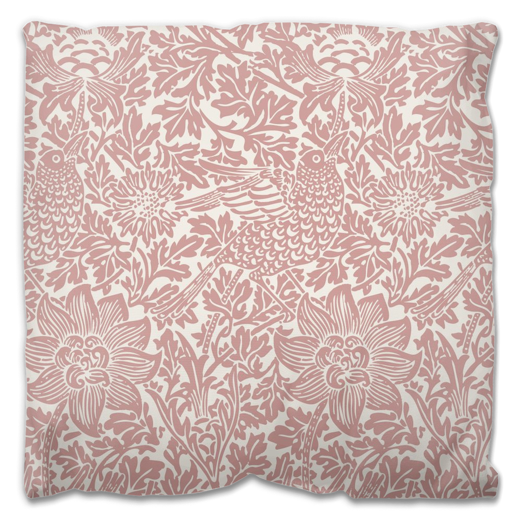 William Morris Outdoor Pillows Bird Anemone Warm Pink