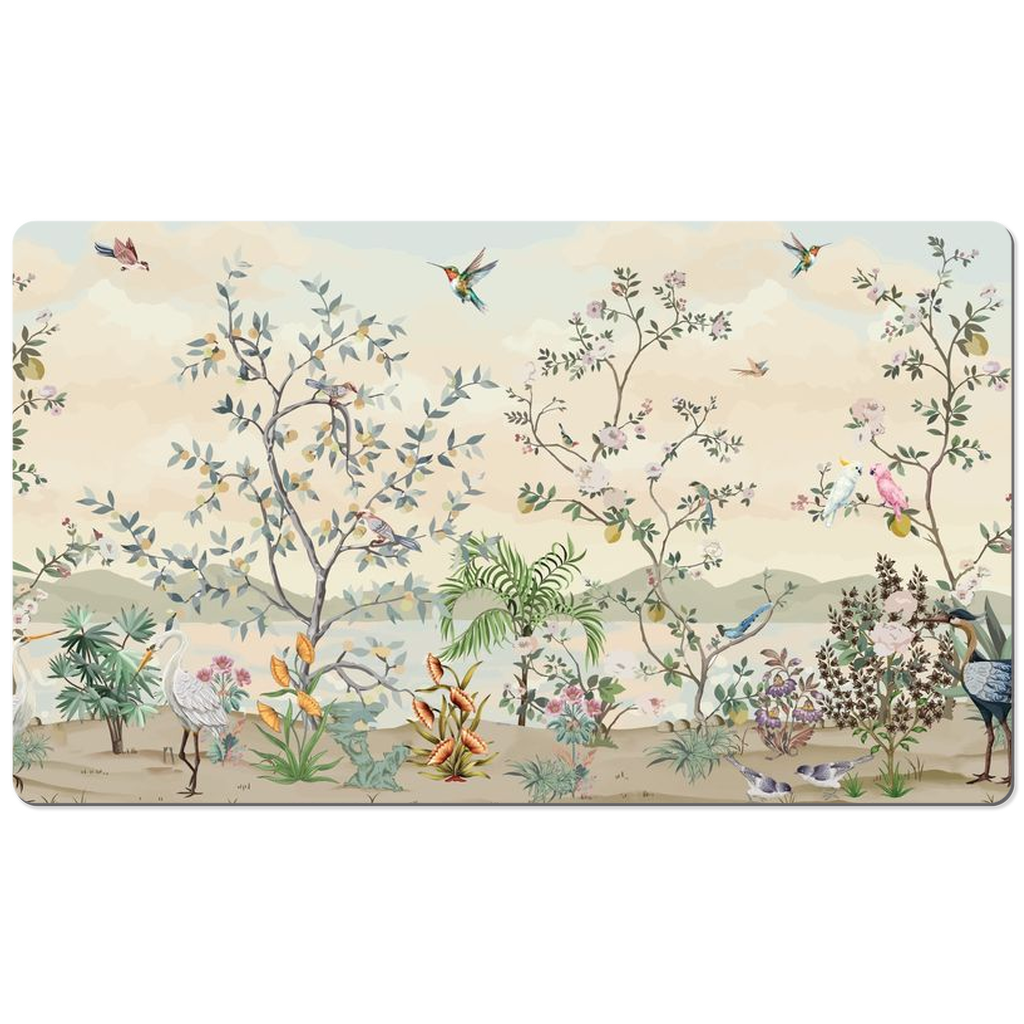 Chinoiserie Desk Mat Magical Sunrise Bird Garden