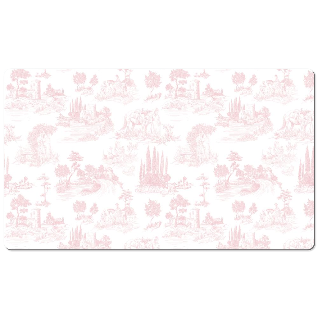 Toile de Jouy Desk Mat Blush Pink