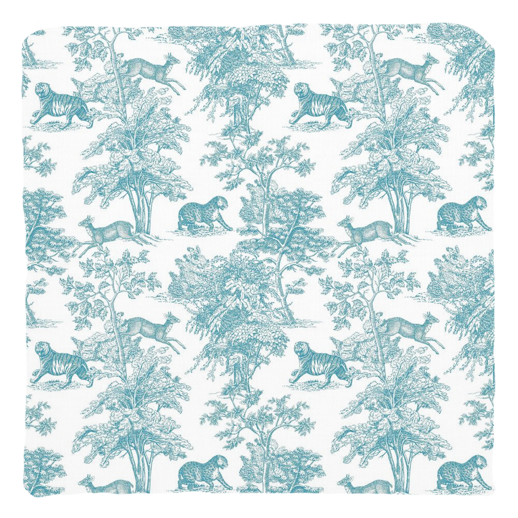 Chinoiserie Tiger Jungle Cotton Pillows Mint Toile de Jouy