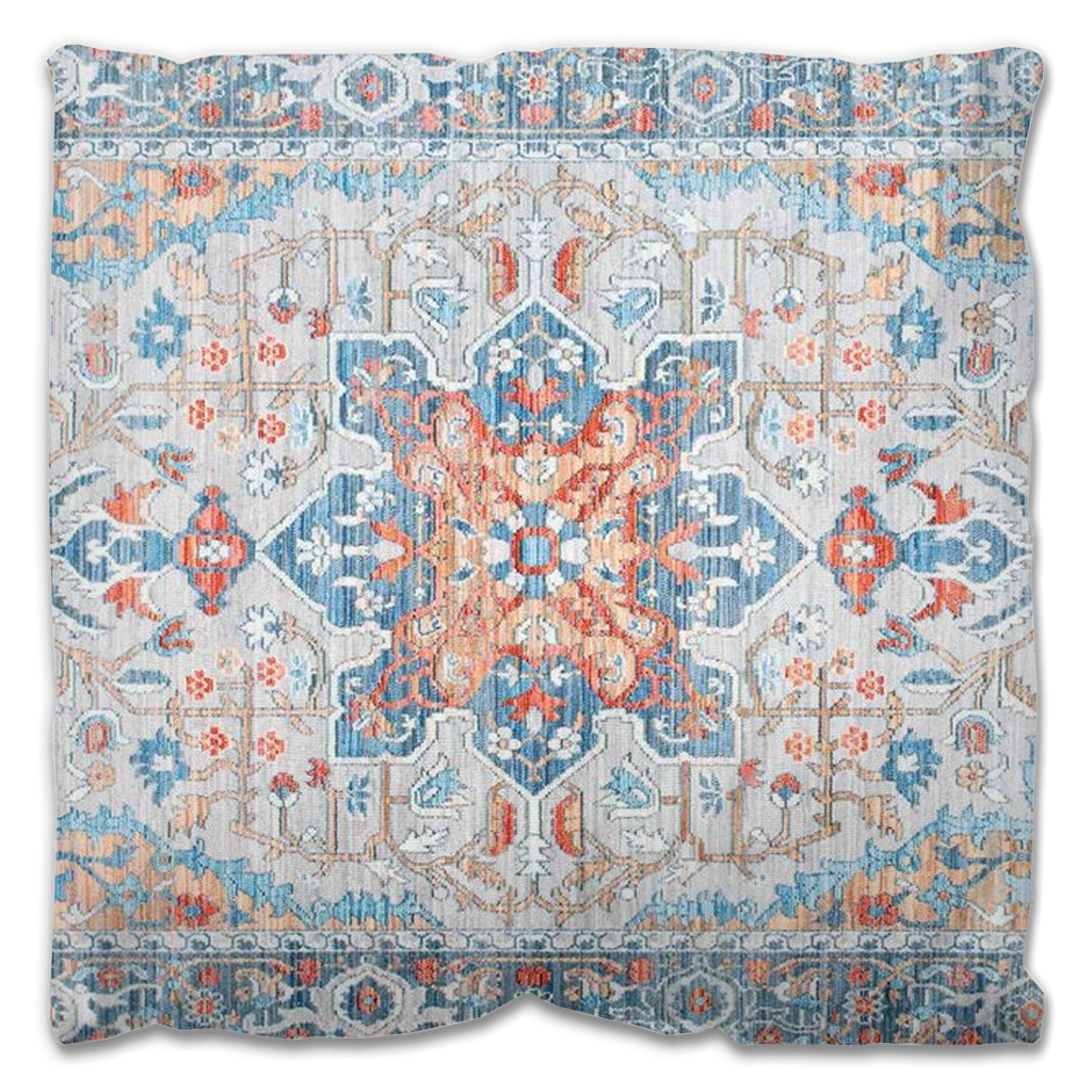 Tabriz Persian Outdoor Pillows Faded Blue Terracotta