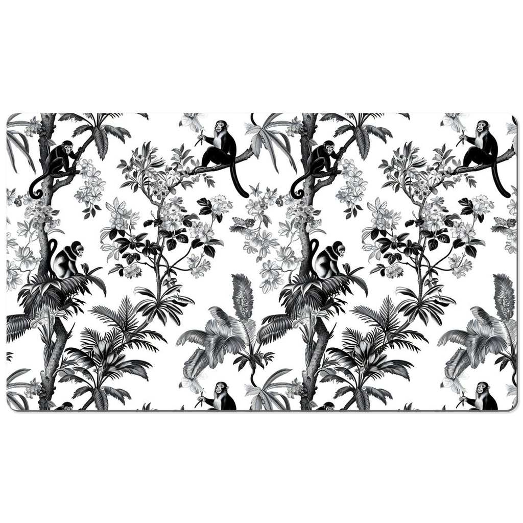 Monkey Jungle Desk Mat Black Toile de Jouy