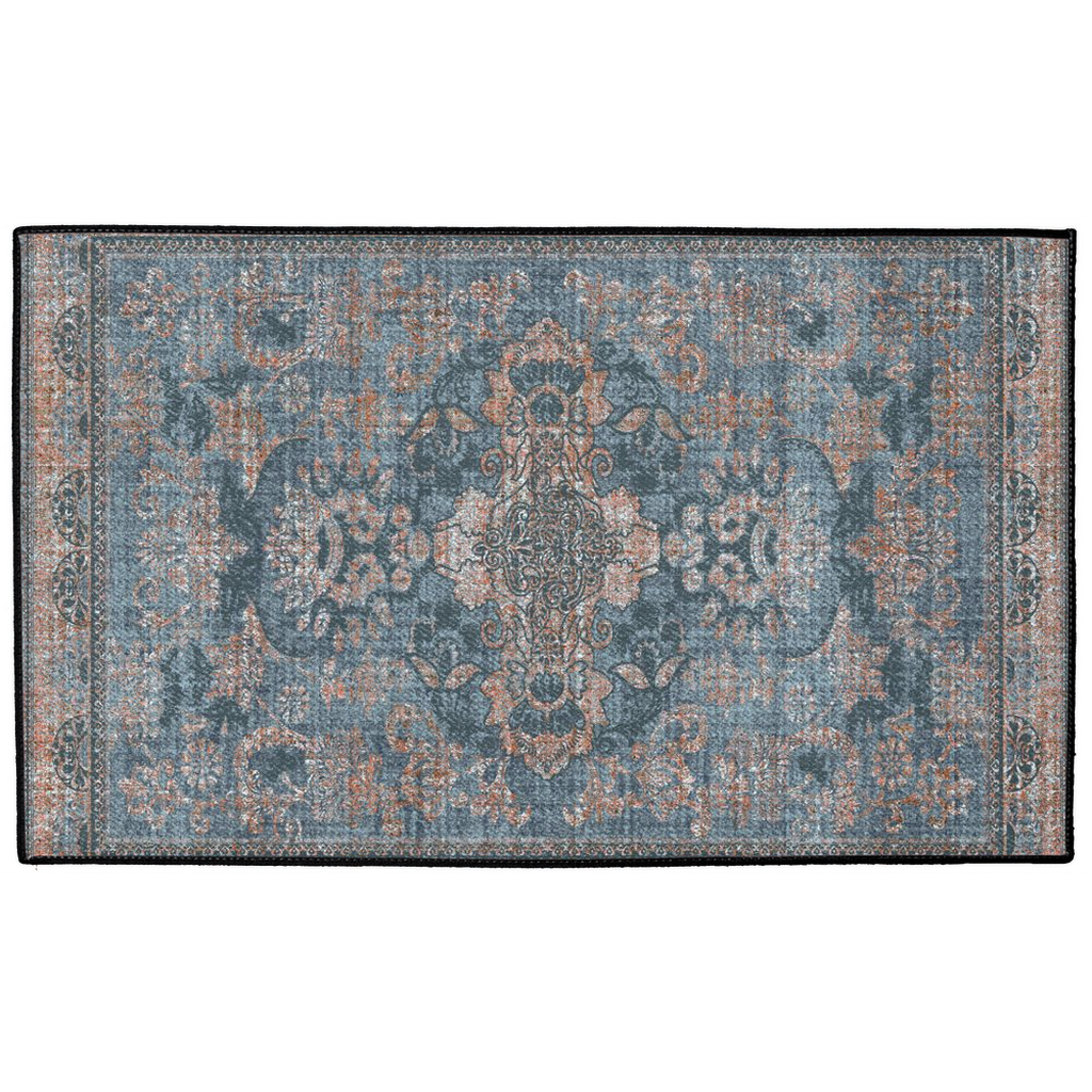 Persepolis Persian Indoor/Outdoor Floor Mat Antique Blue Rust