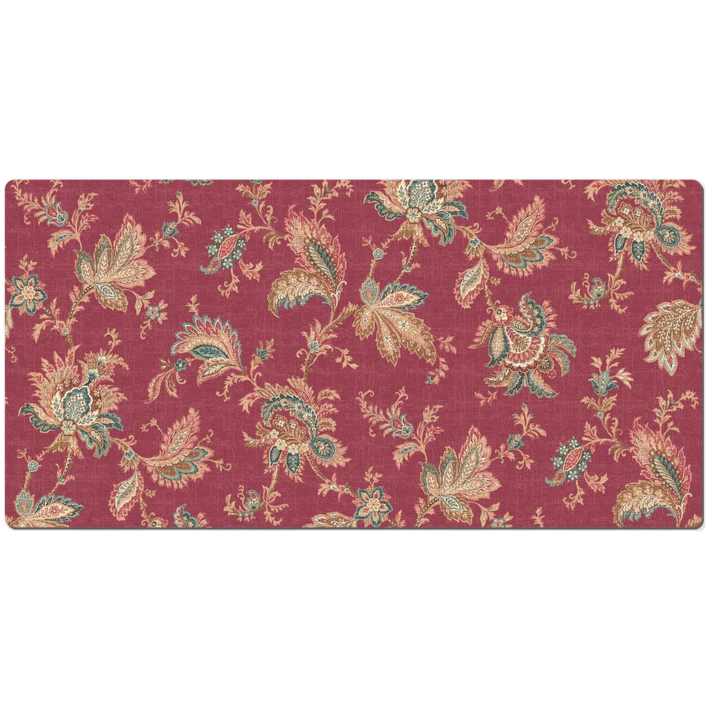 Karnataka Chintz Desk Mat Dark Rose Pink Floral