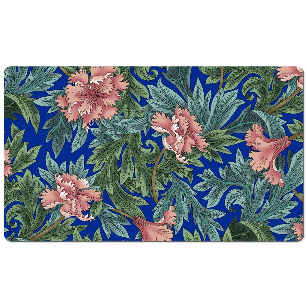 William Morris Desk Mat Art Nouveau Blue Pink Floral