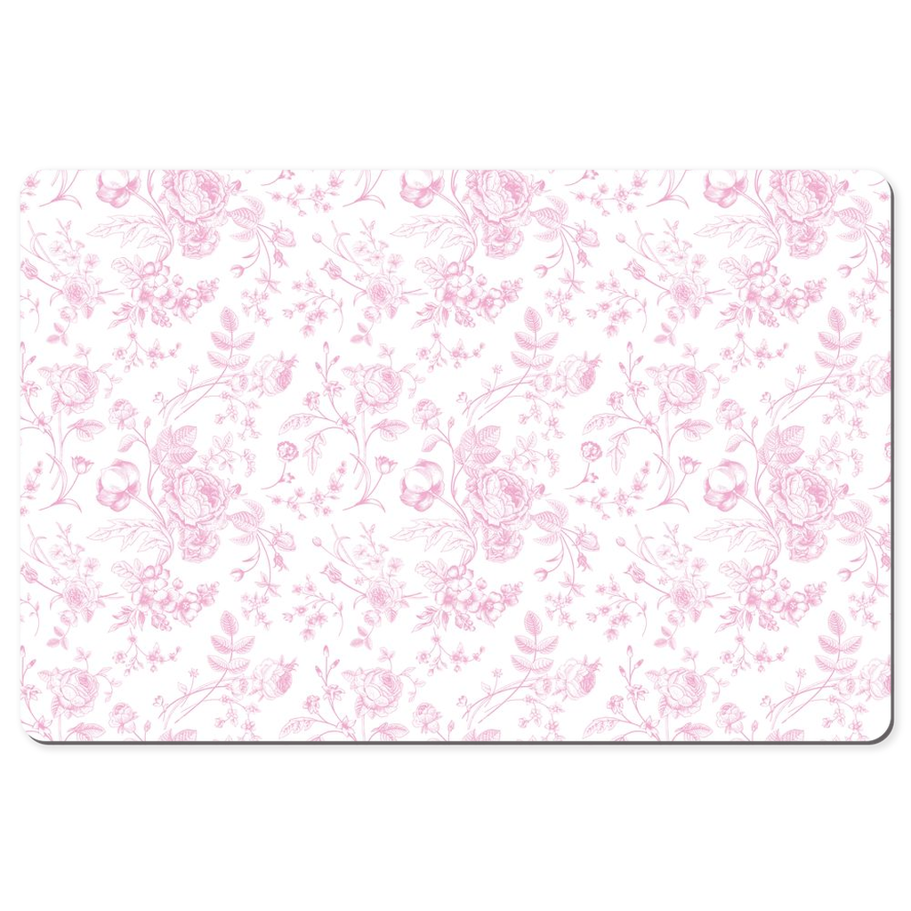 Vintage Roses Desk Mat Pink Toile de Jouy Floral