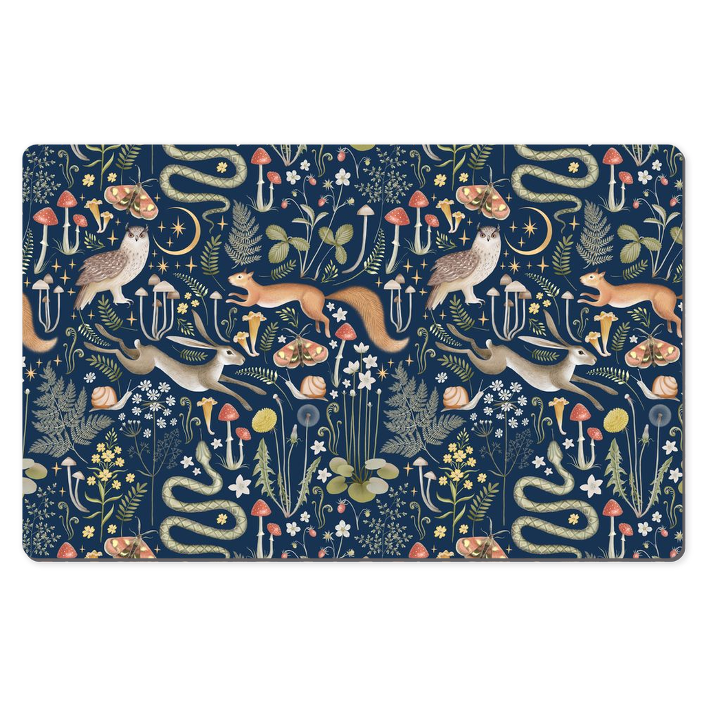 Enchanted Woodland Midnight Blue Desk Mat Magical Animals