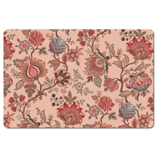 Malay Chintz Desk Mat Dark Forest Pink Red Floral