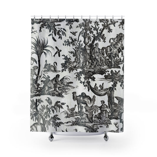 Toile de Jouy Black & White Shower Curtain