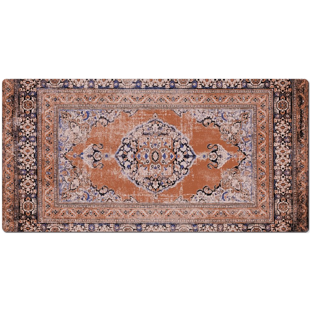 Zana Persian Desk Mat Antique Terracotta Blue