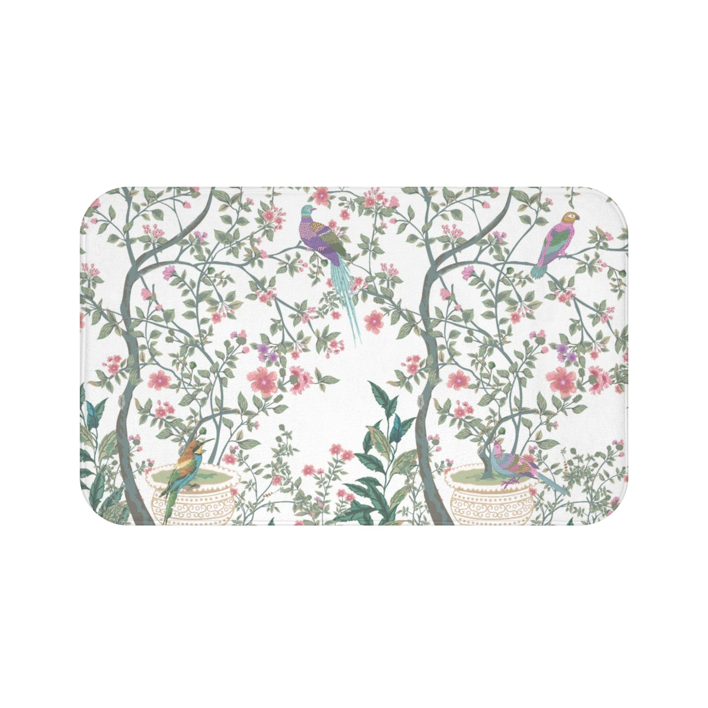 Chinoiserie Bath Mat White Fresco