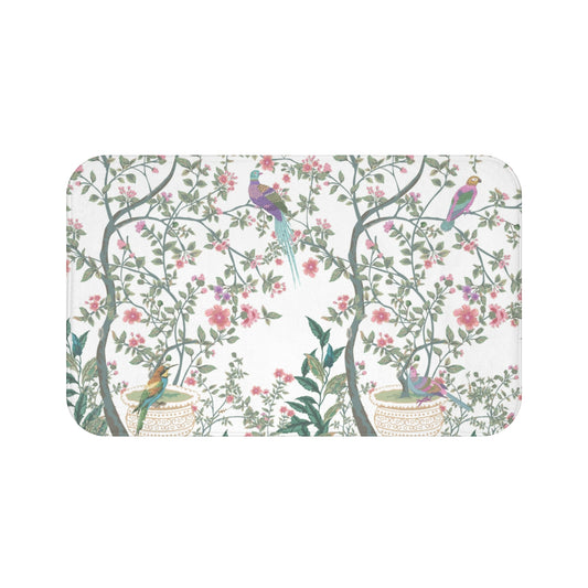 Chinoiserie Bath Mat White Fresco