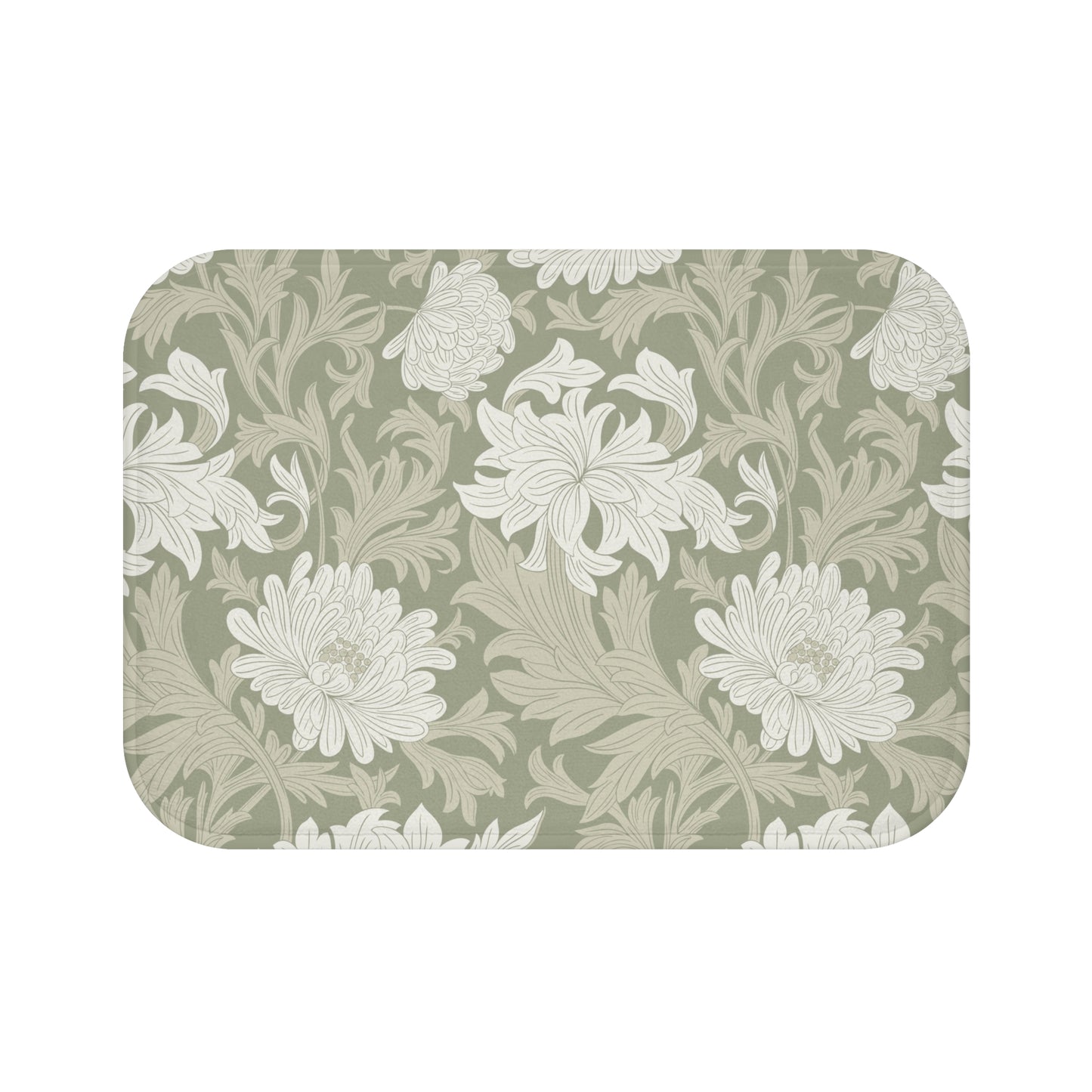 William Morris Bath Mat Chrysanthemum Sage Cream