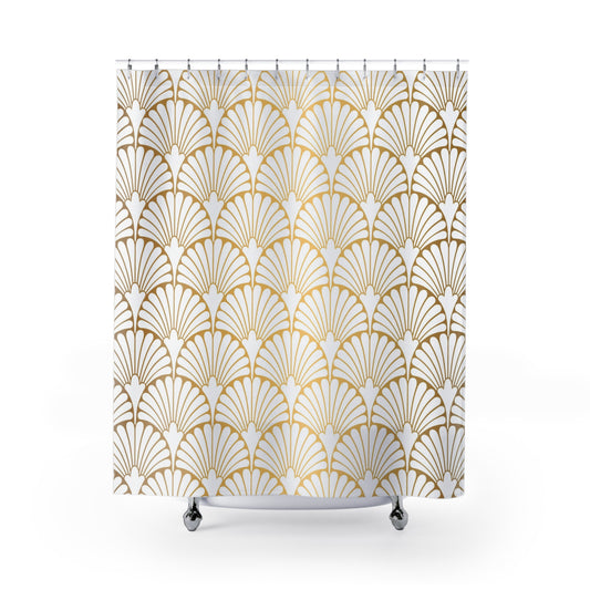 Art Deco Golden Fan Shower Curtain