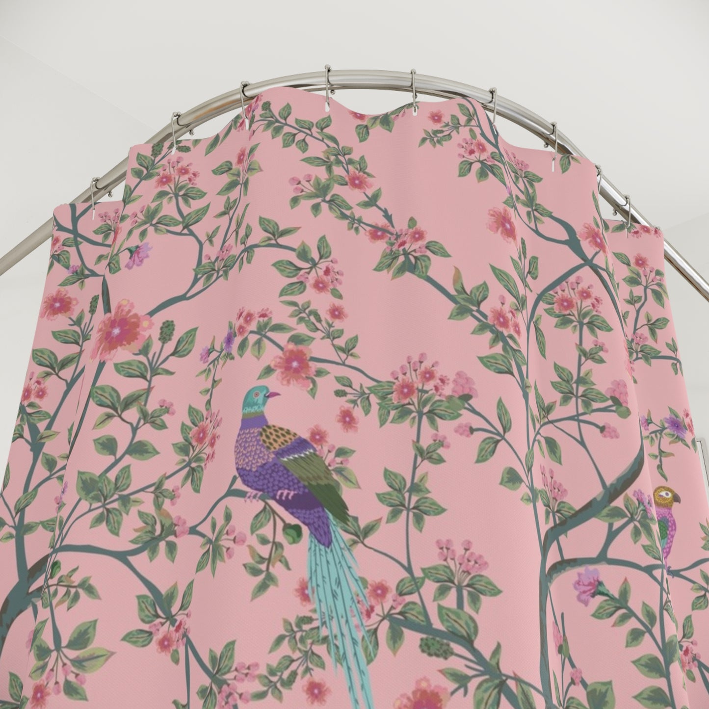 Pink Chinoiserie Garden Shower Curtain