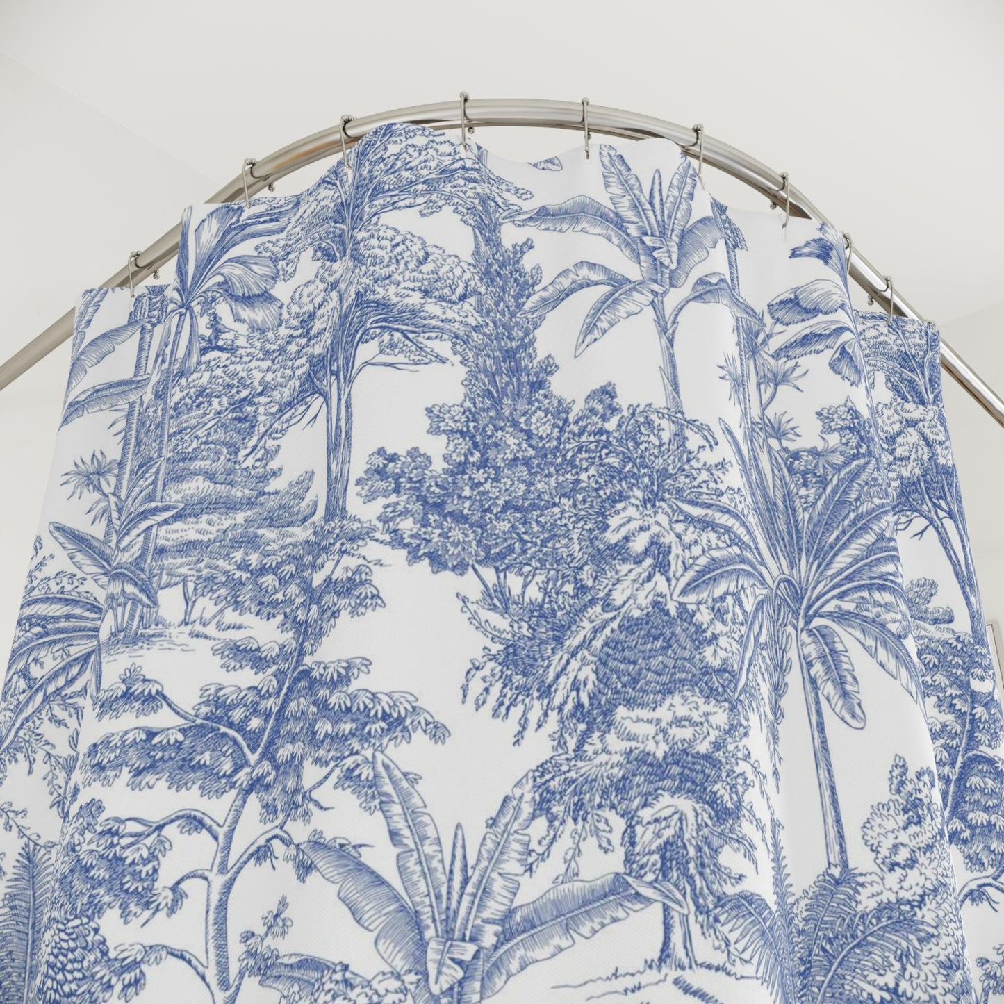 Blue Jungle Leaves Shower Curtain