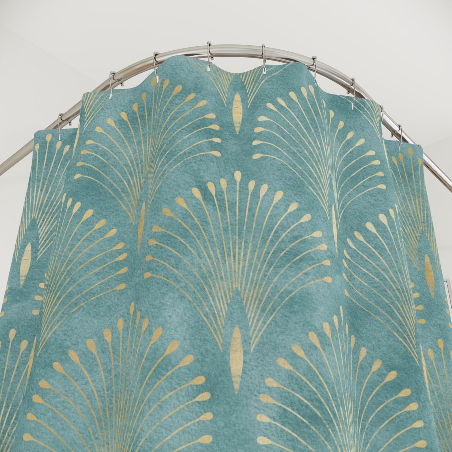 Art Deco Golden Aqua Mint Shower Curtain