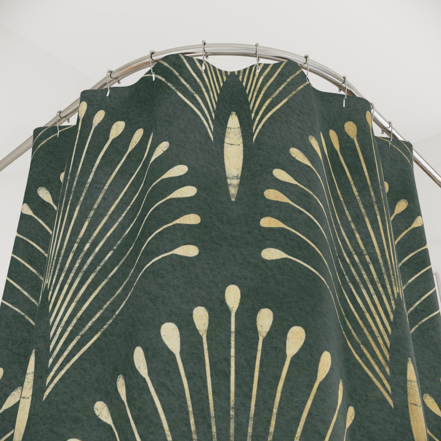 Art Deco Golden Forest Green Shower Curtain