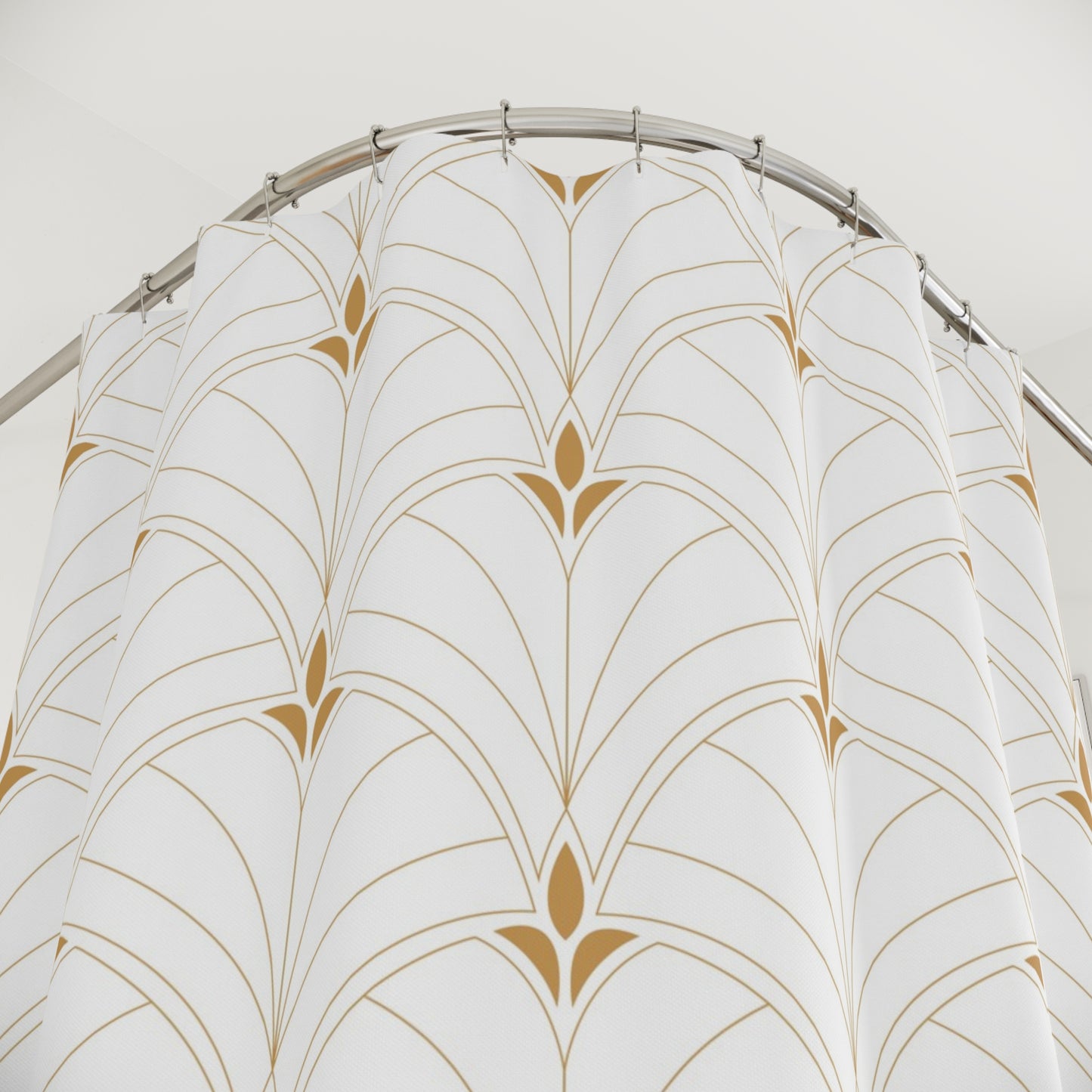 Art Deco Shower Curtain White & Gold