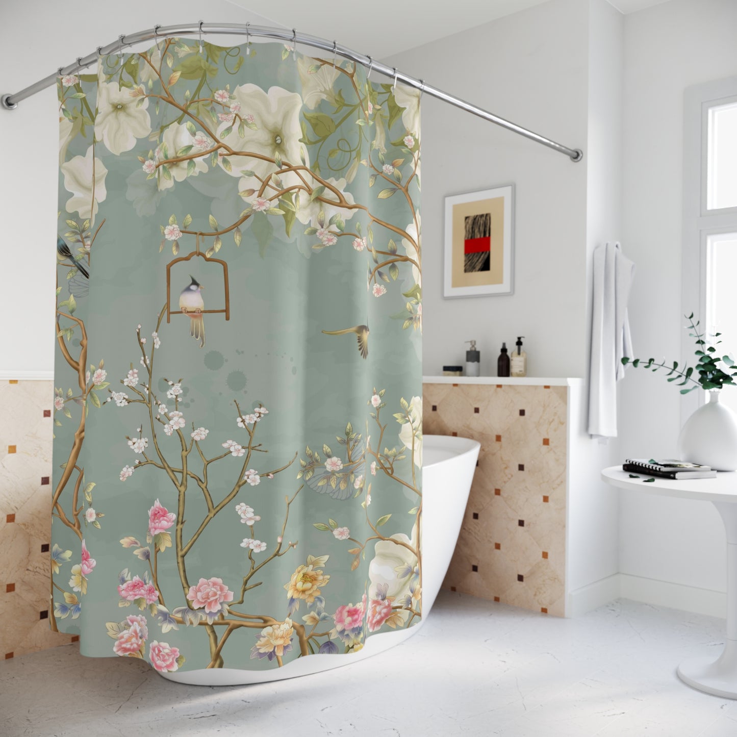 Chinoiserie Pearl Garden Shower Curtain