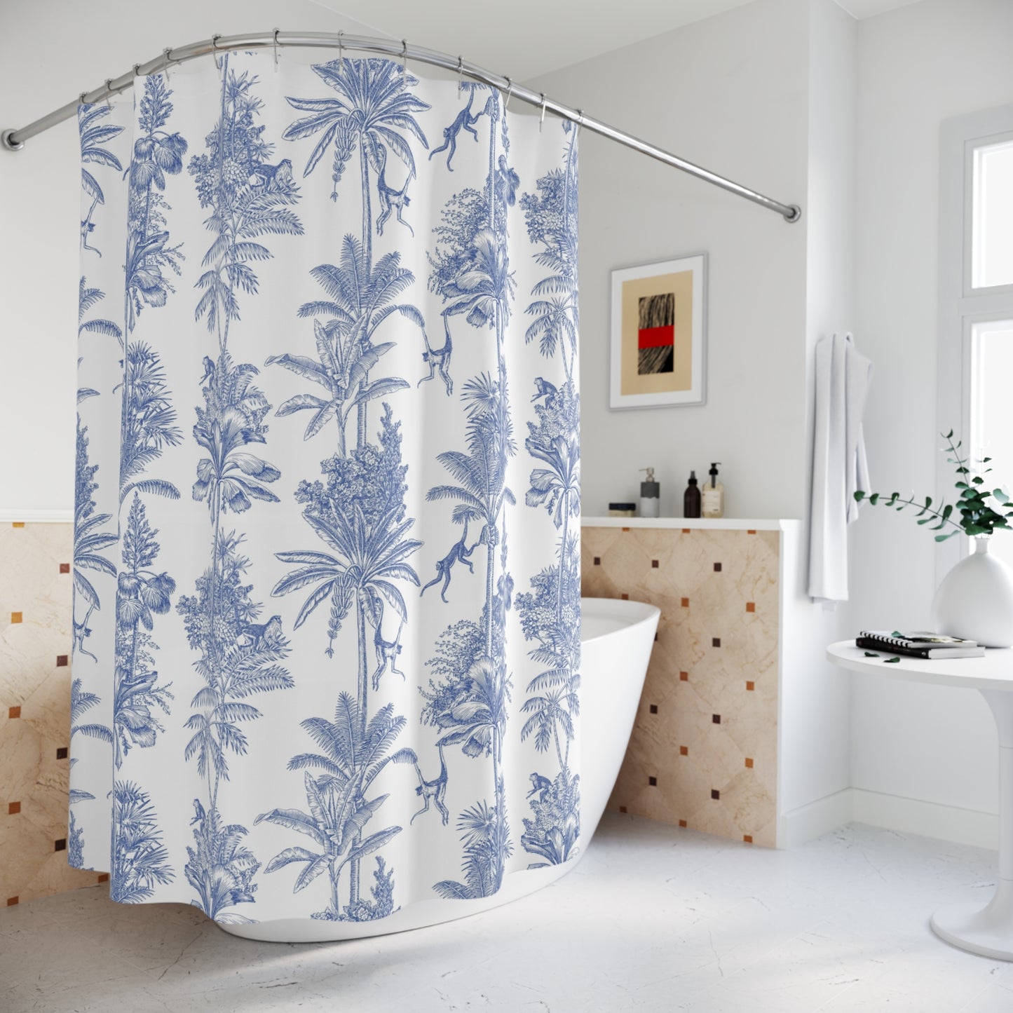 Blue Monkey Jungle Shower Curtain