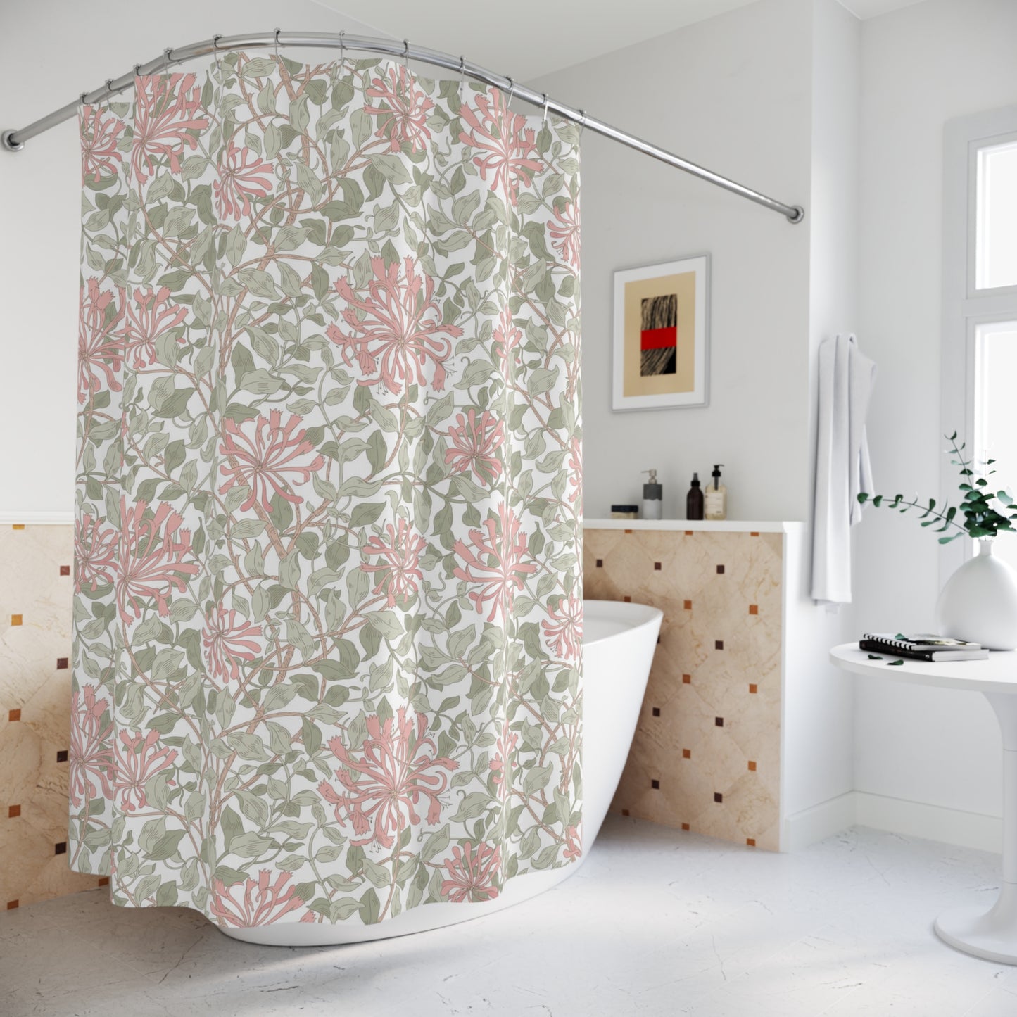 William Morris Honeysuckle Soft Green Shower Curtain