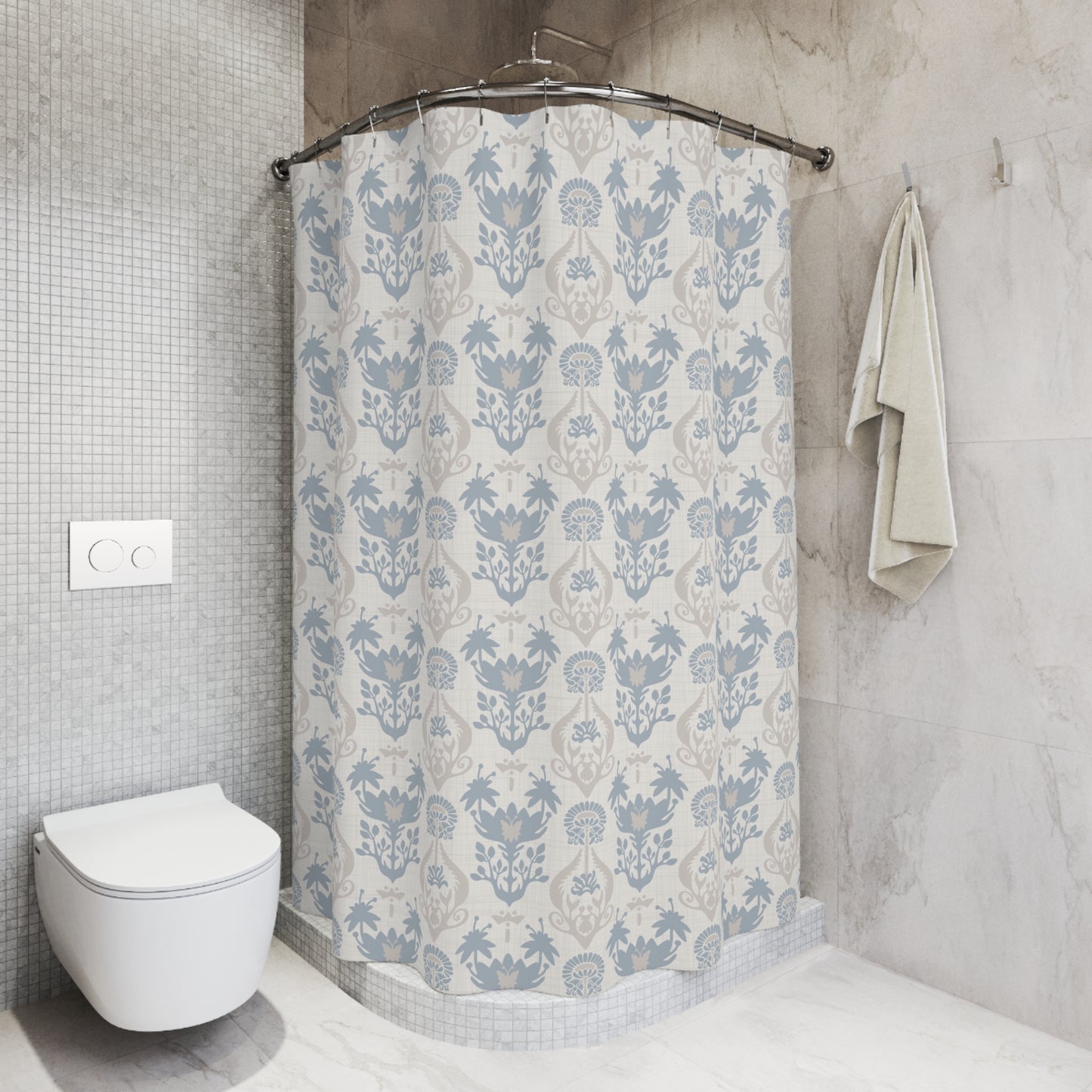 Art Nouveau Shower Curtain French Blue & Beige