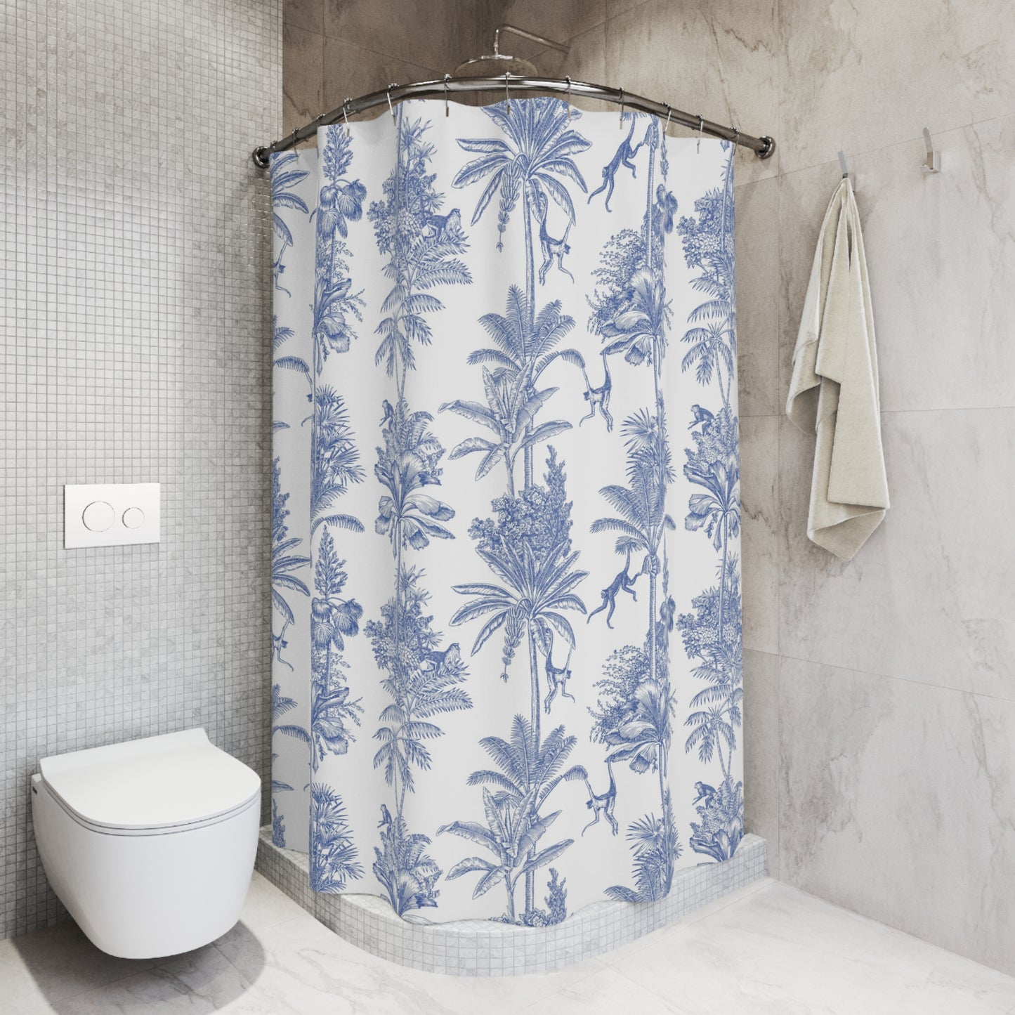 Blue Monkey Jungle Shower Curtain