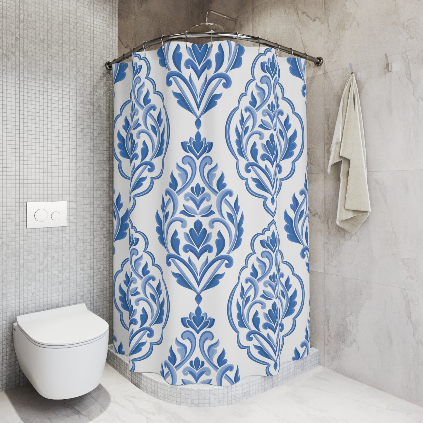 Cavallo Shower Curtain Blue & White