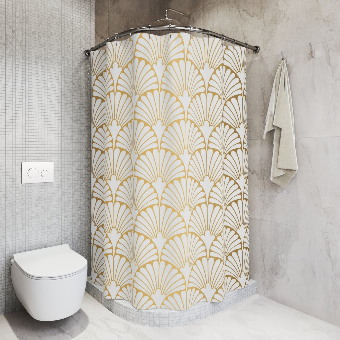 Art Deco Golden Fan Shower Curtain