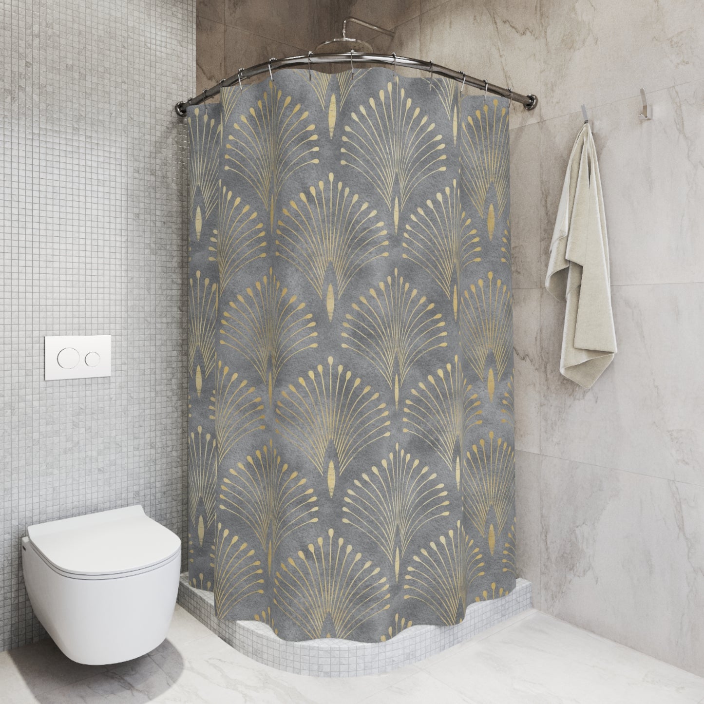 Art Deco Golden Mushroom Shower Curtain