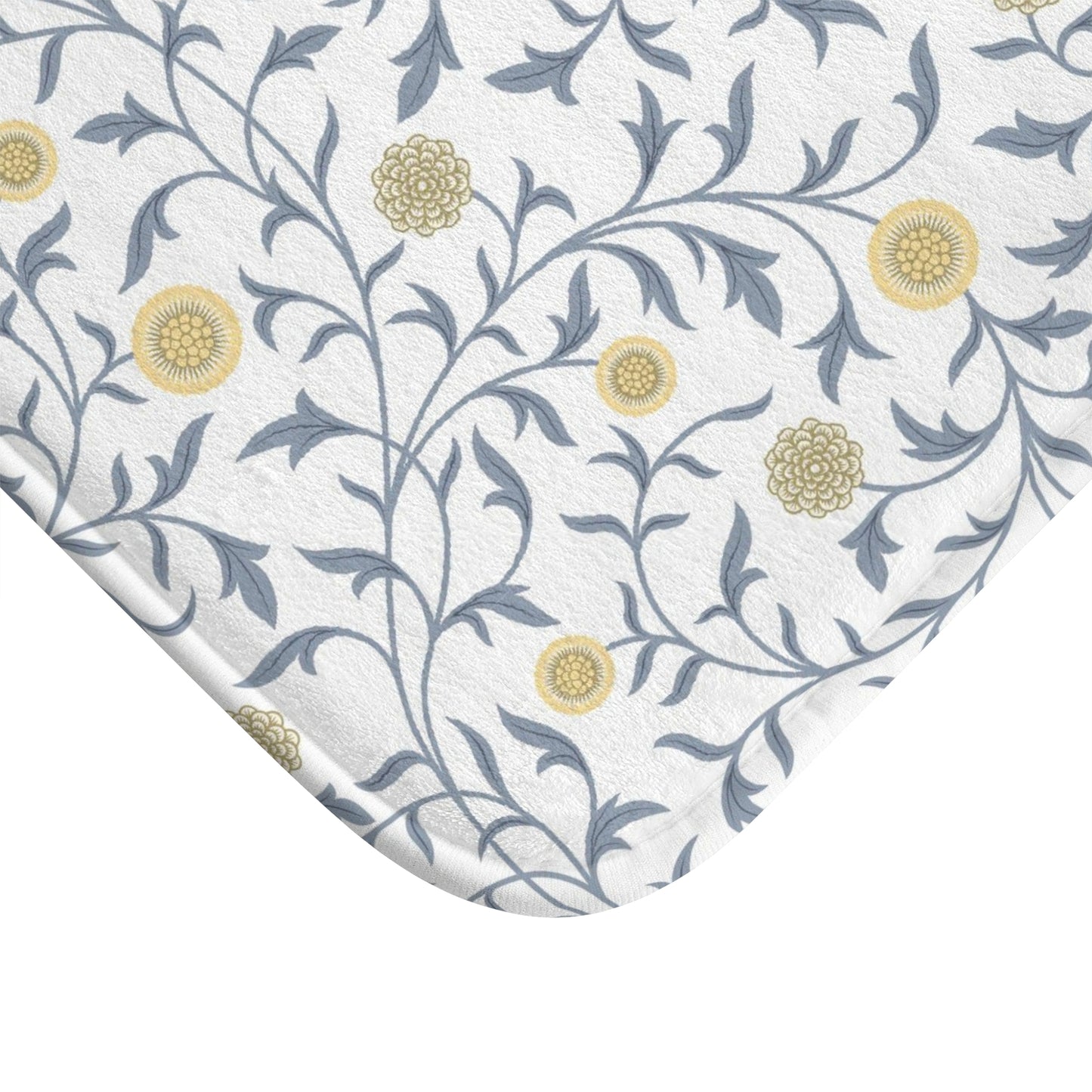 William Morris Bath Mat Scroll Gray Lemon