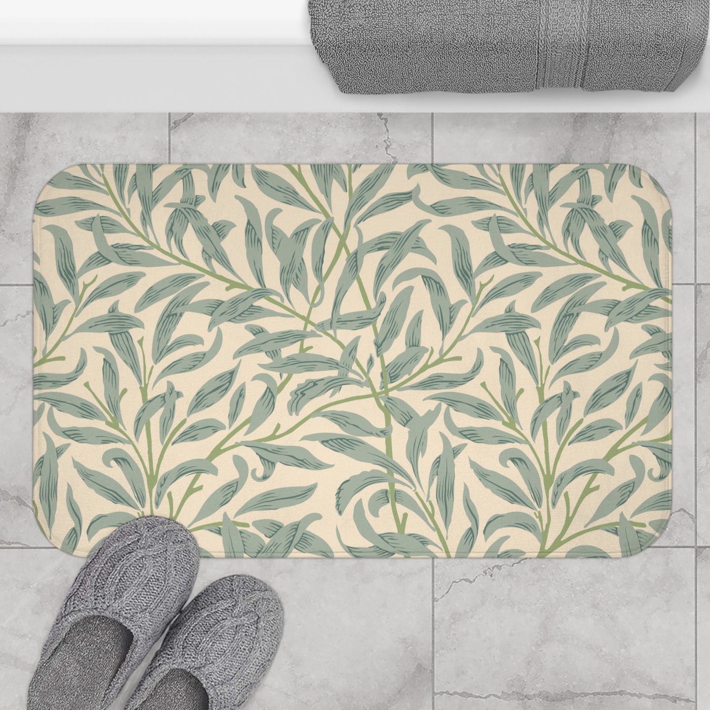 William Morris Bath Mat Willow Bough Sage Green
