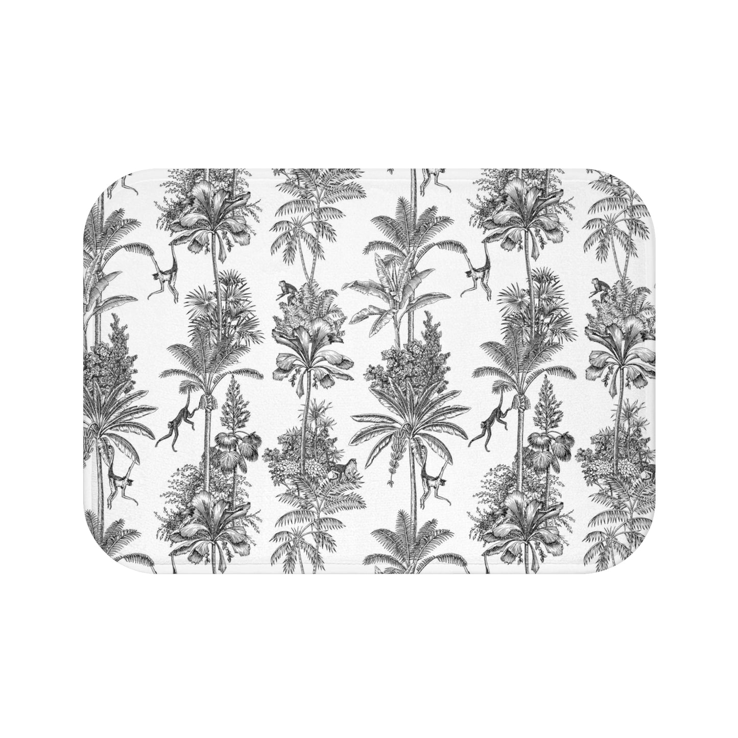 Toile de Jouy Bath Mat Black Monkey Jungle