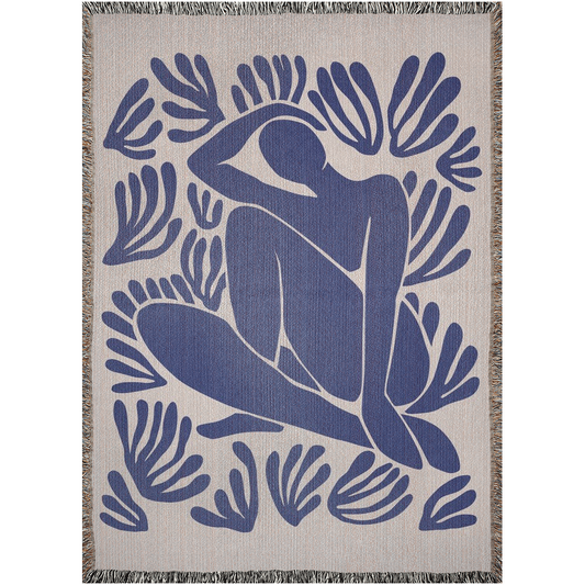 Matisse Abstract Blue Nude Woven Blanket Blue