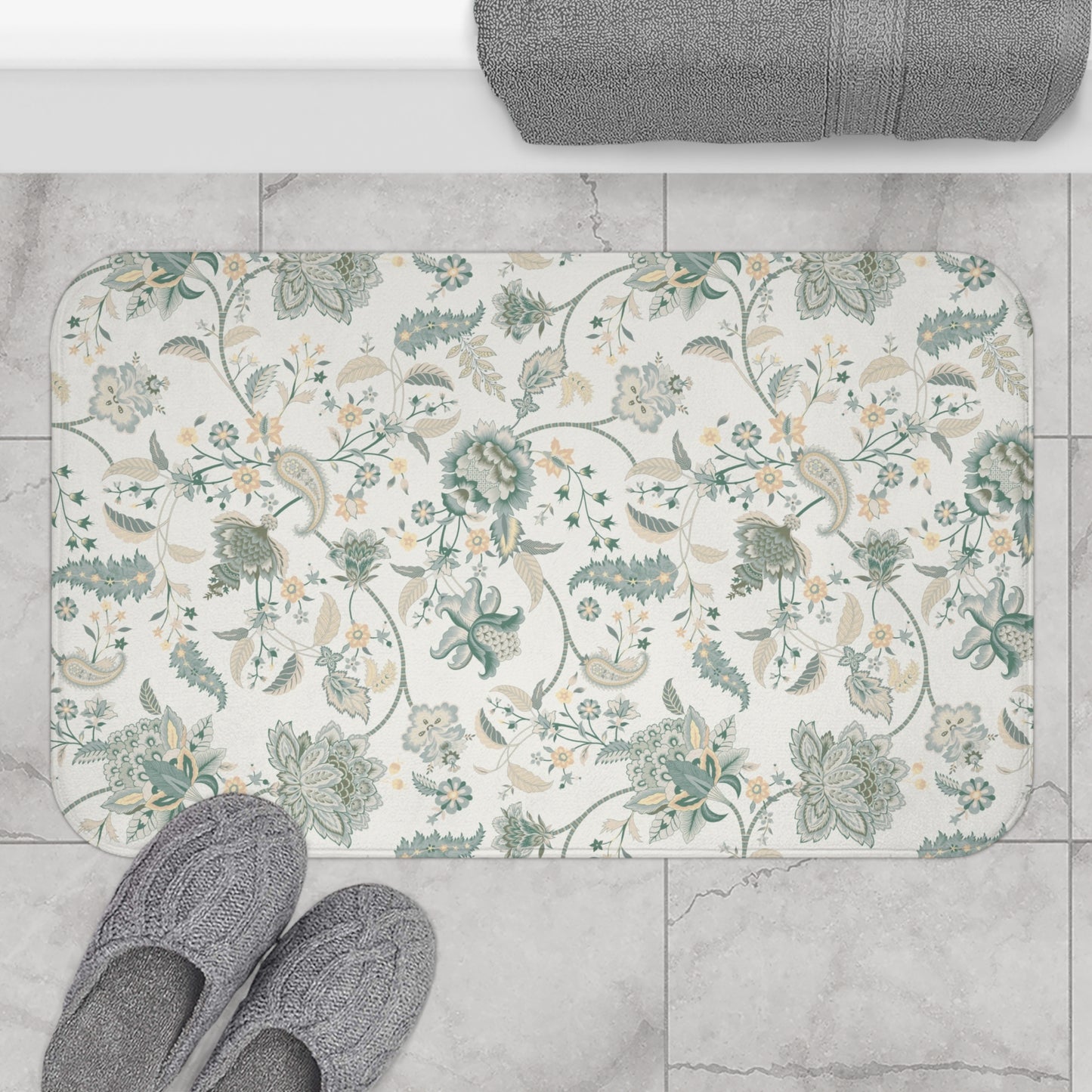 Belvedere Blue Chintz Bath Mat