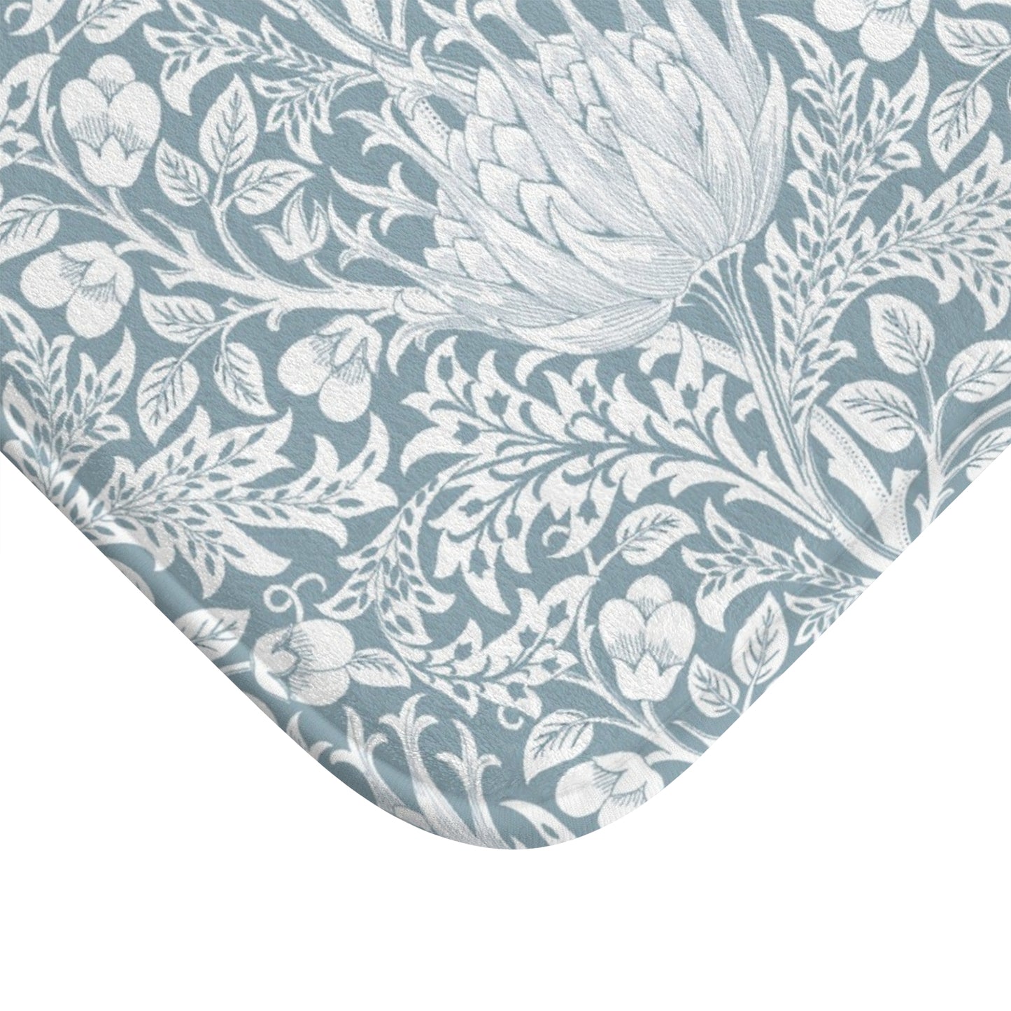 William Morris Bath Mat Artichoke Soft Blue