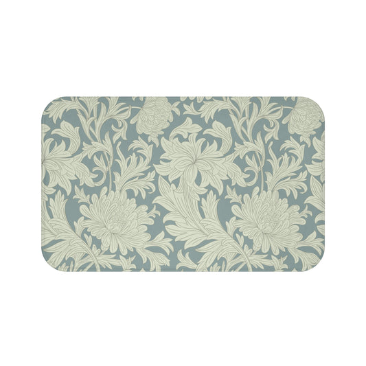 William Morris Bath Mat Chrysanthemum Gray Cream