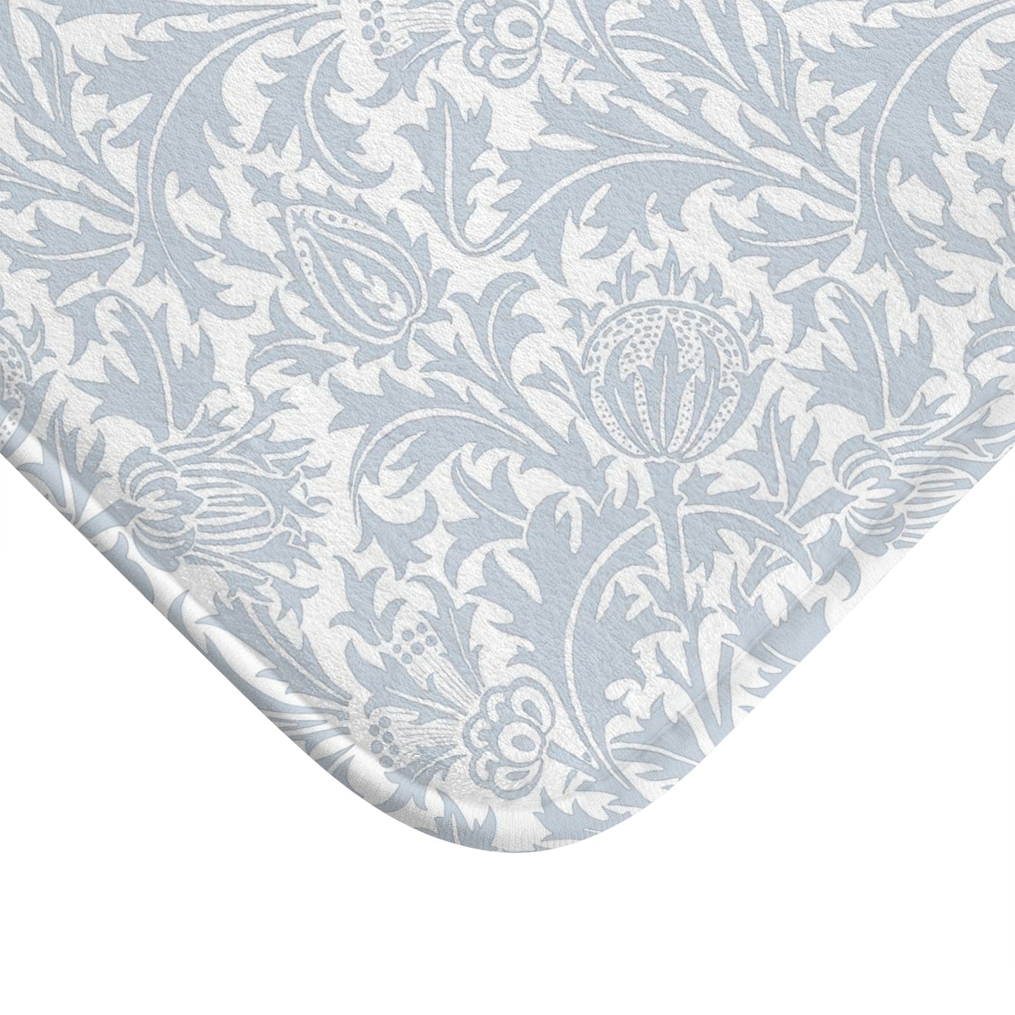 William Morris Bath Mat Thistle Silver Blue Gray