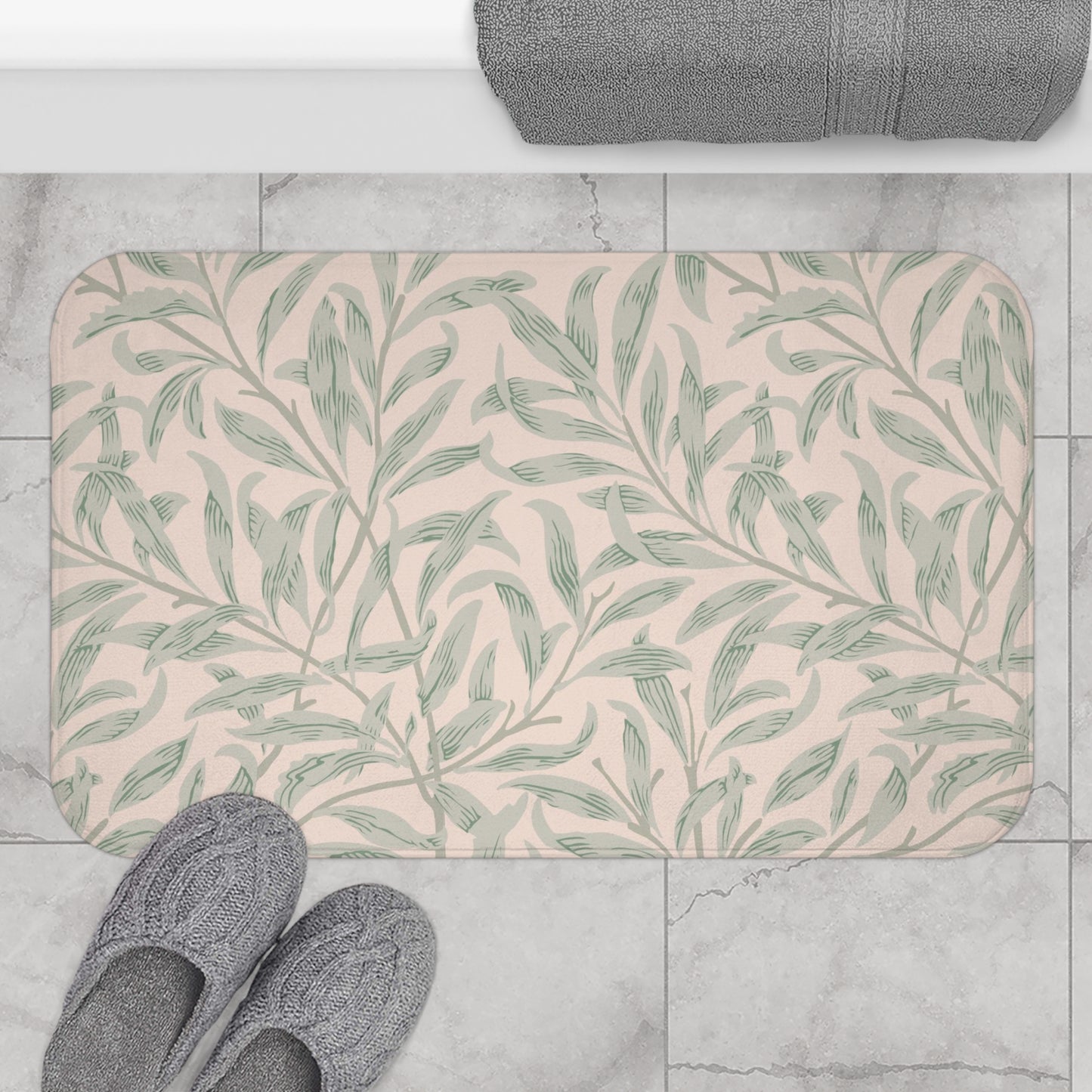William Morris Bath Mat Willow Bough Peach Sage