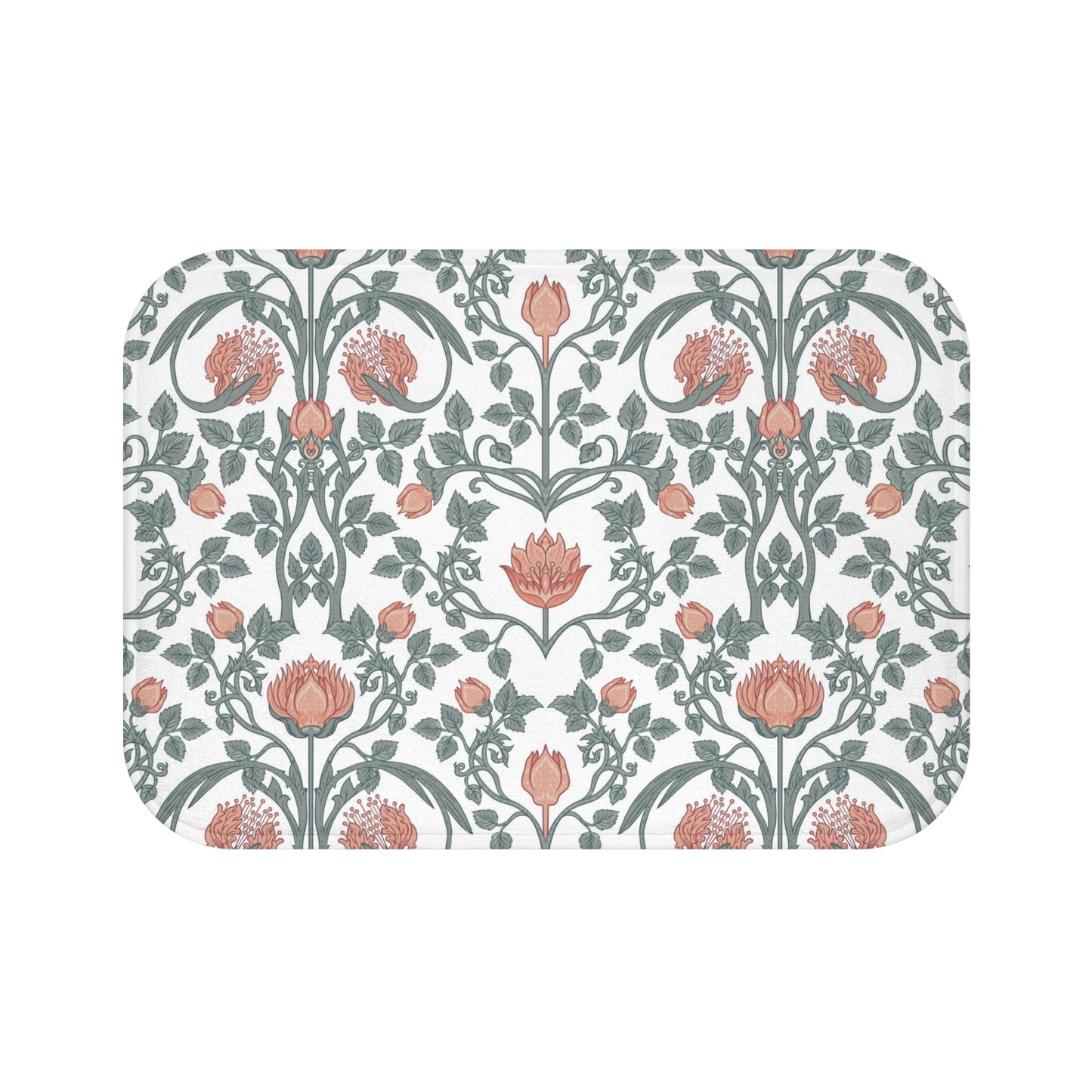William Morris Bath Mat Art Nouveau Peach Green