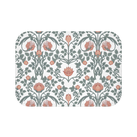 William Morris Bath Mat Art Nouveau Peach Green