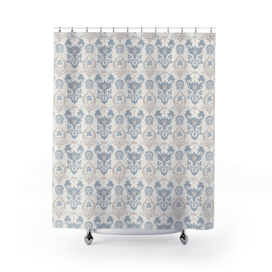 Art Nouveau Shower Curtain French Blue & Beige