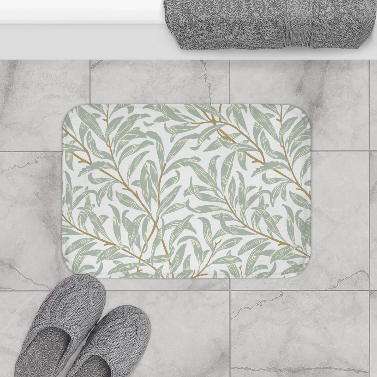 William Morris Bath Mat Willow Bough Blue Green
