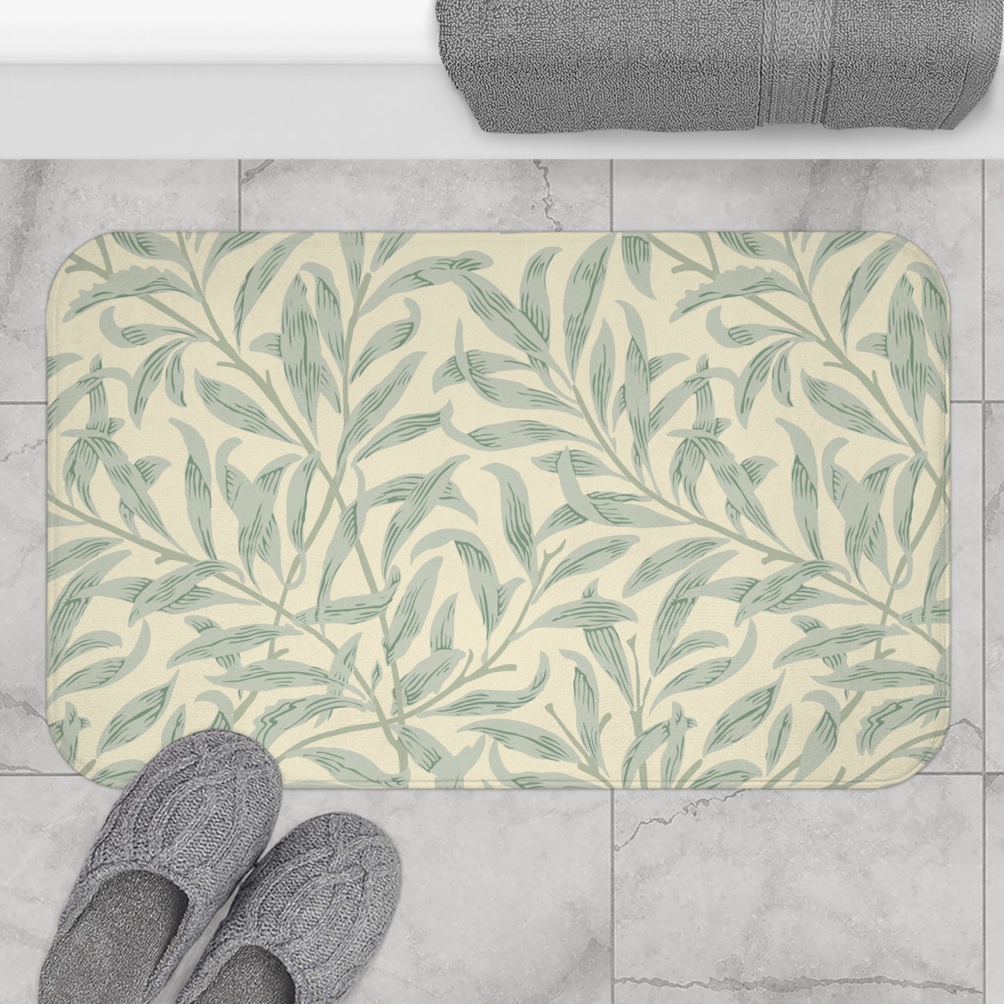 William Morris Bath Mat Willow Bough Lemon Sage