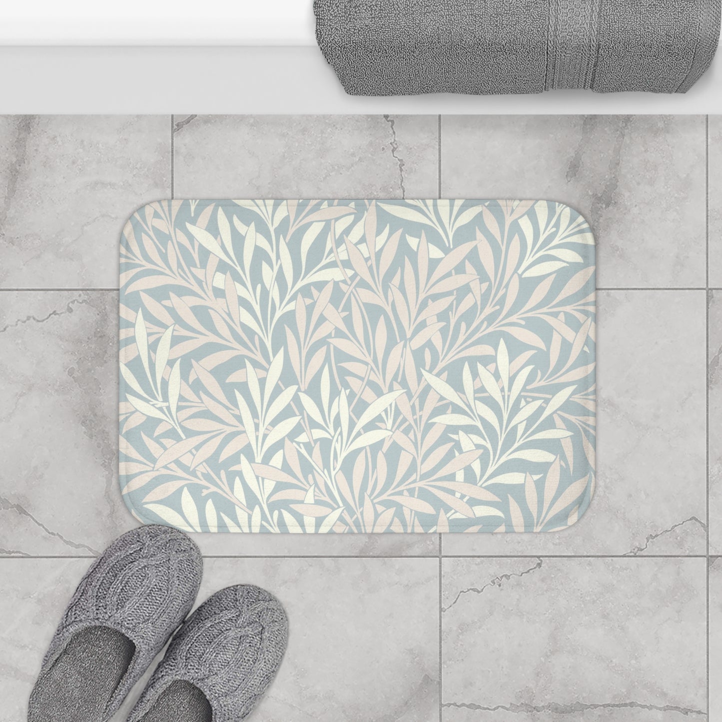 William Morris Bath Mat Willow Silver Blush